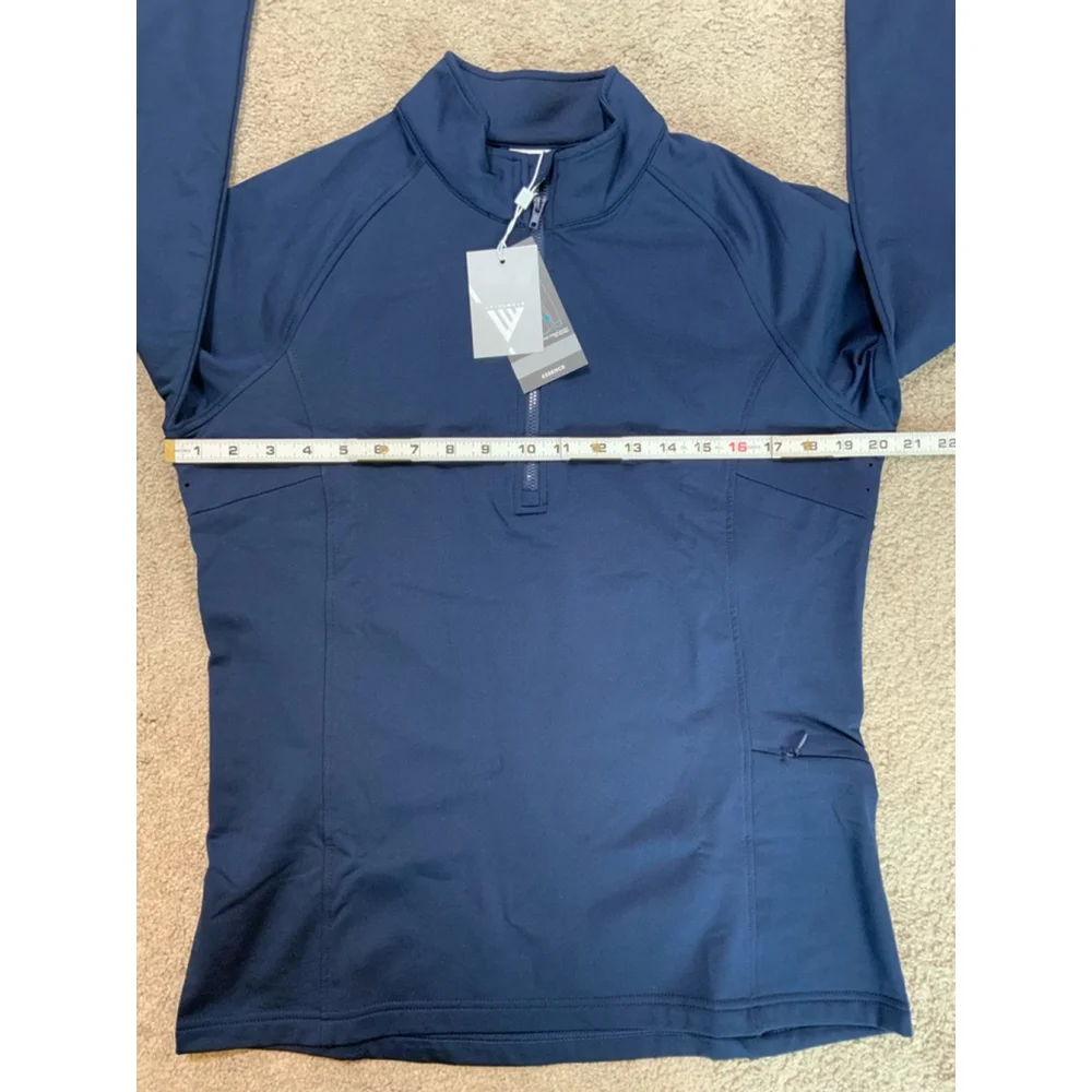 Levelwear Mens Athletic Pullover Large Navy Blue 1/4 Zip Stand Up Collar Outdoor